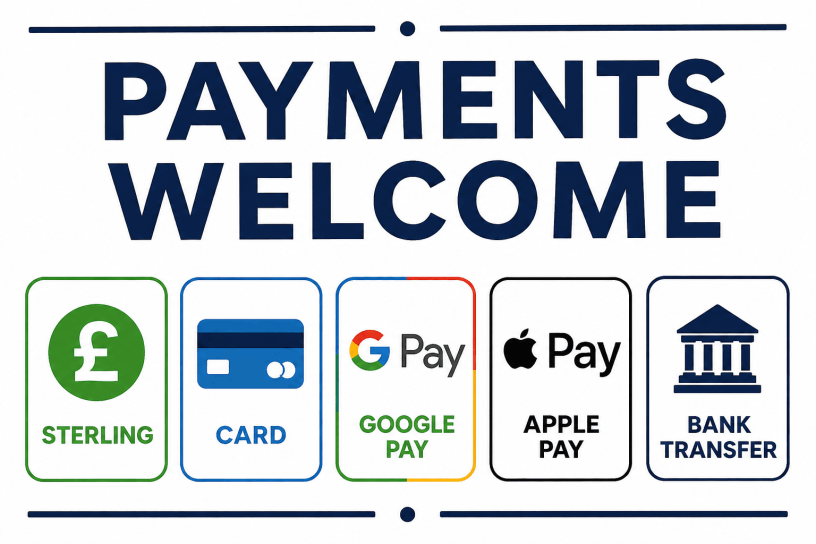 Barnsley Taxi Payment Options: Cash, Card, Google & Apple Pay, Bank Transfers