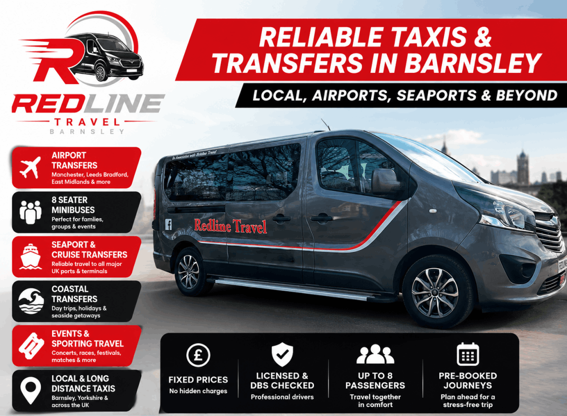 Reliable taxis and transfers in Barnsley for local travel, airport, seaport or even coastal transfers