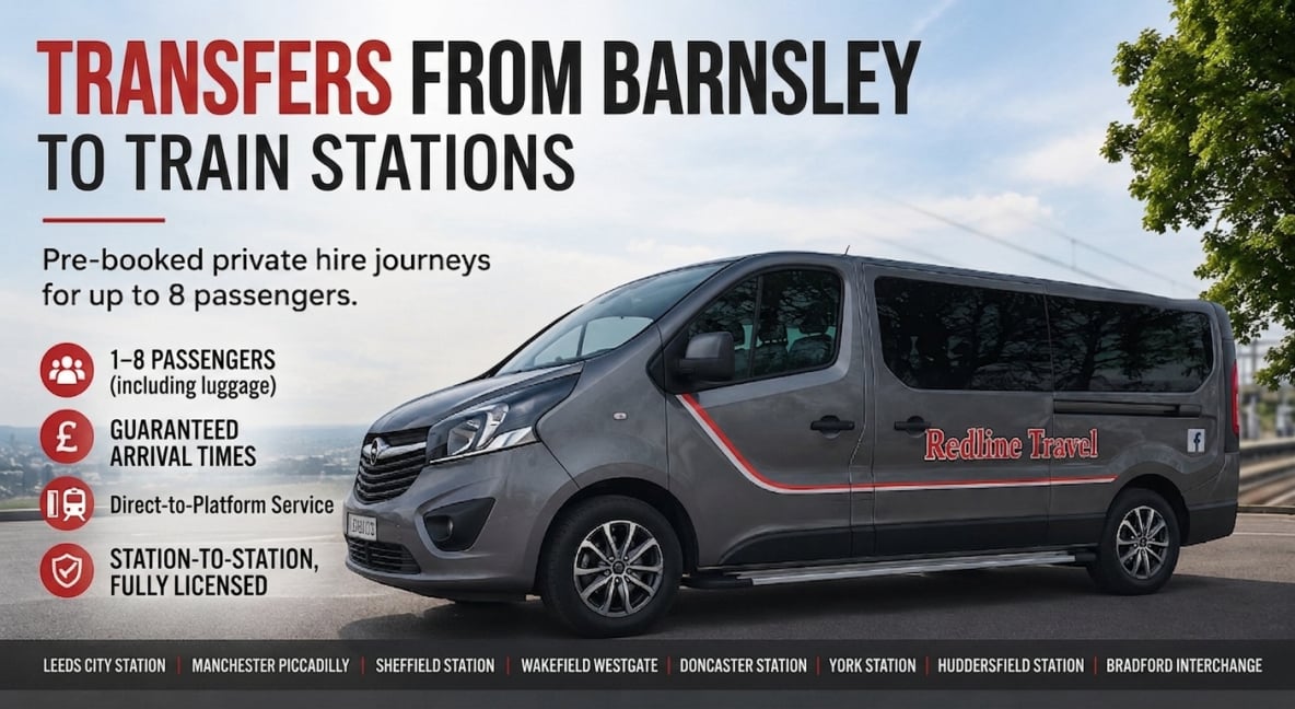 Taxi from Barnsley to all Uk Train stations – Redline Travel Barnsley